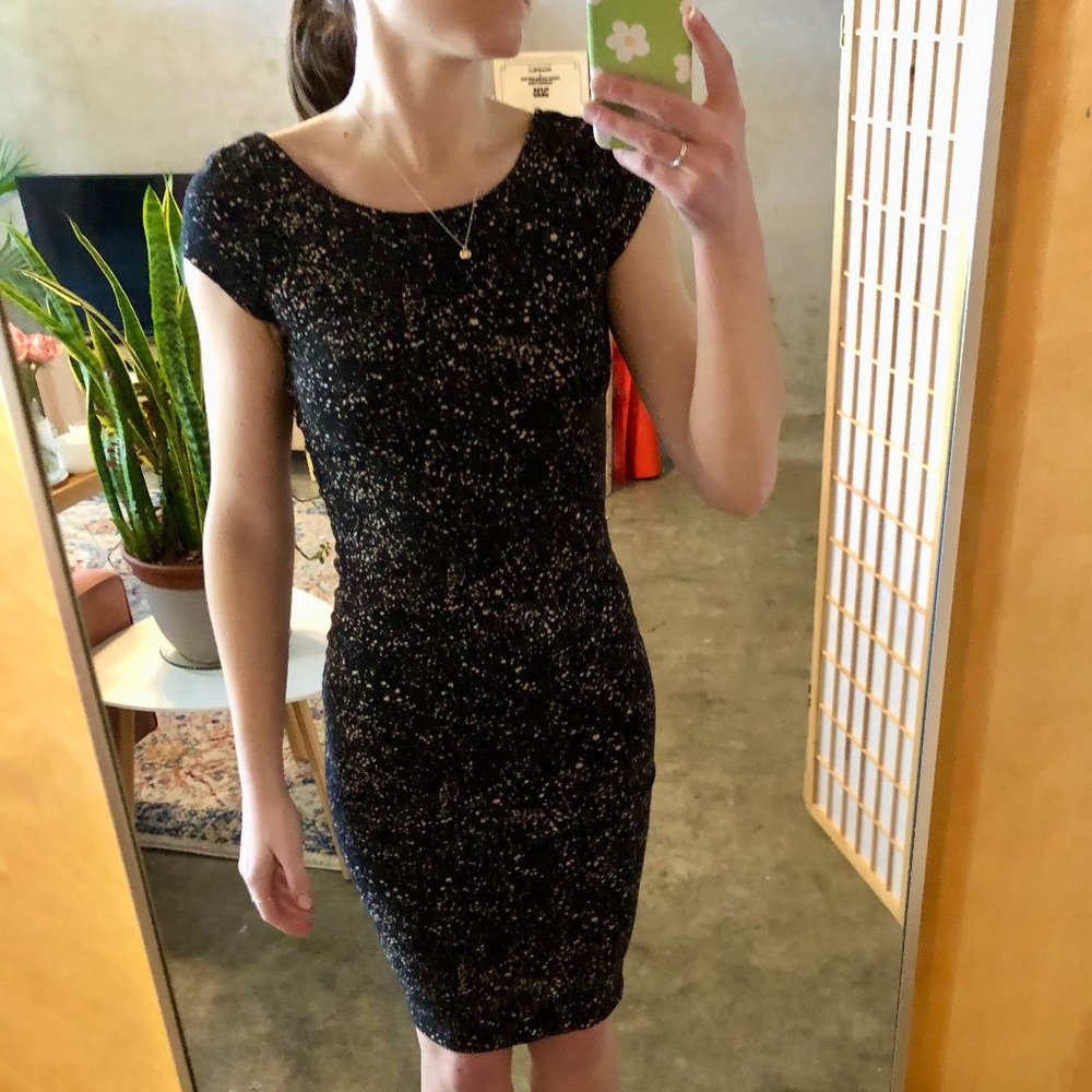 H&M Black White Spotted  Midi Dress